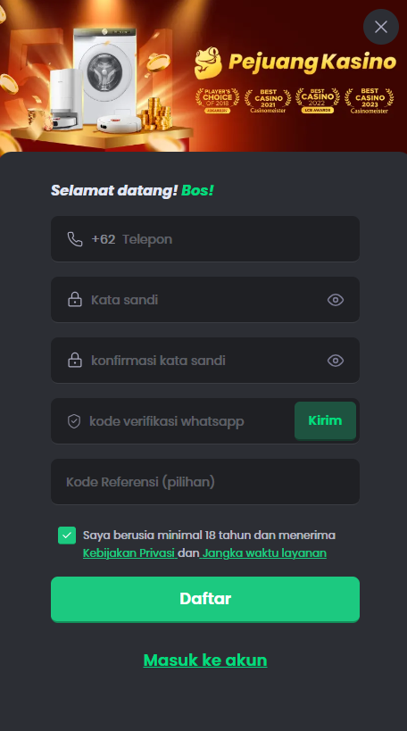 Formulir pendaftaran akun baru
